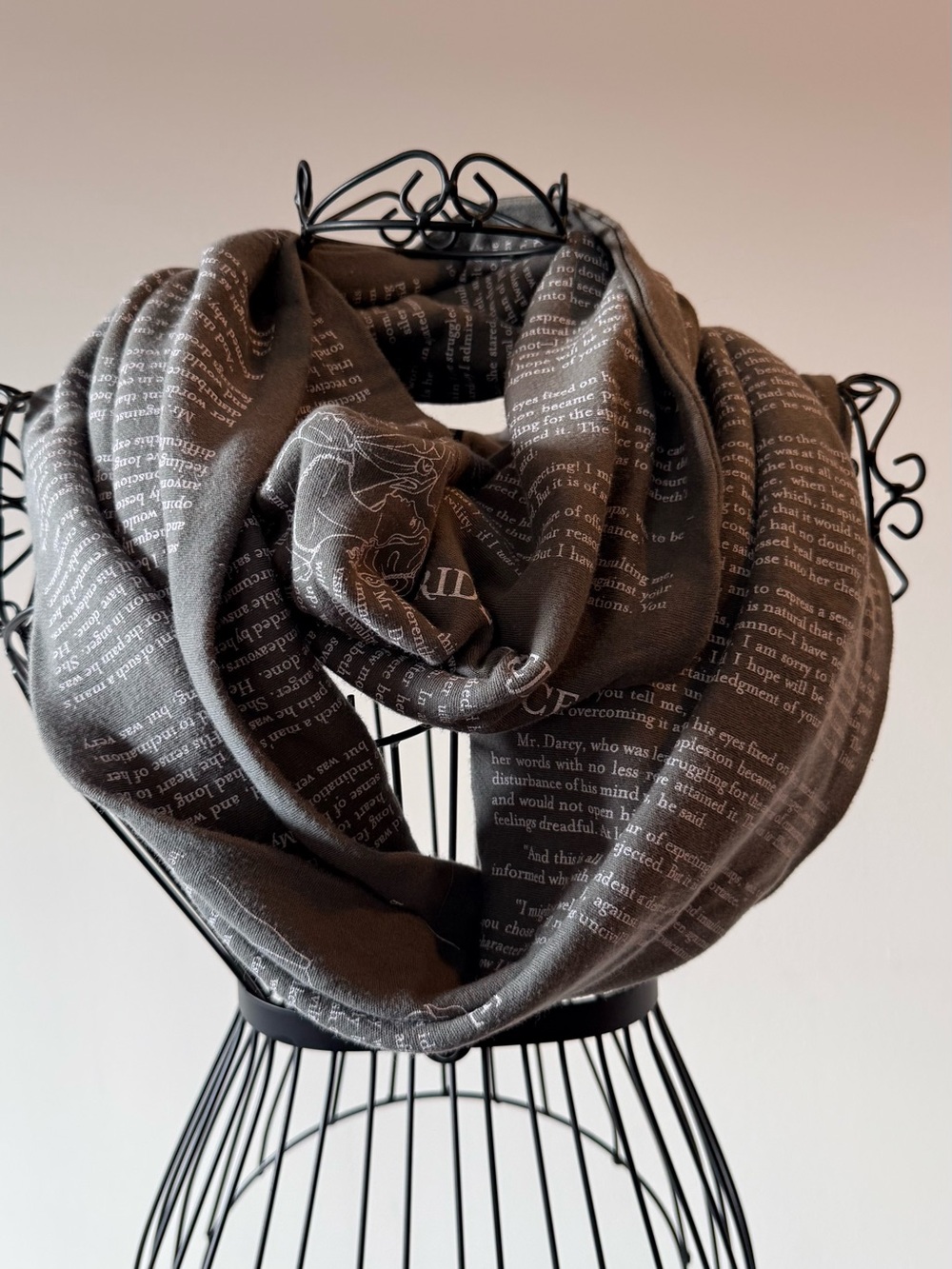 Storiarts - Pride and Prejudice Book Scarf - OS - Charcoal Gray